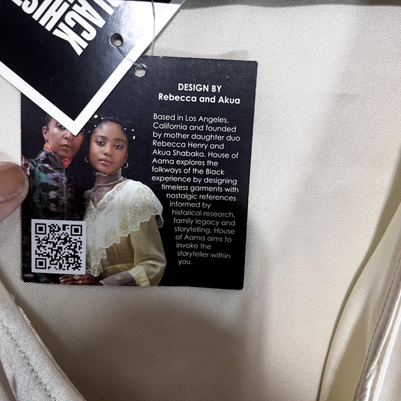 New House of Aama X Target Satin Blouse Shirt Ivory Bow neck sz XL NWT career - Picture 5 of 8